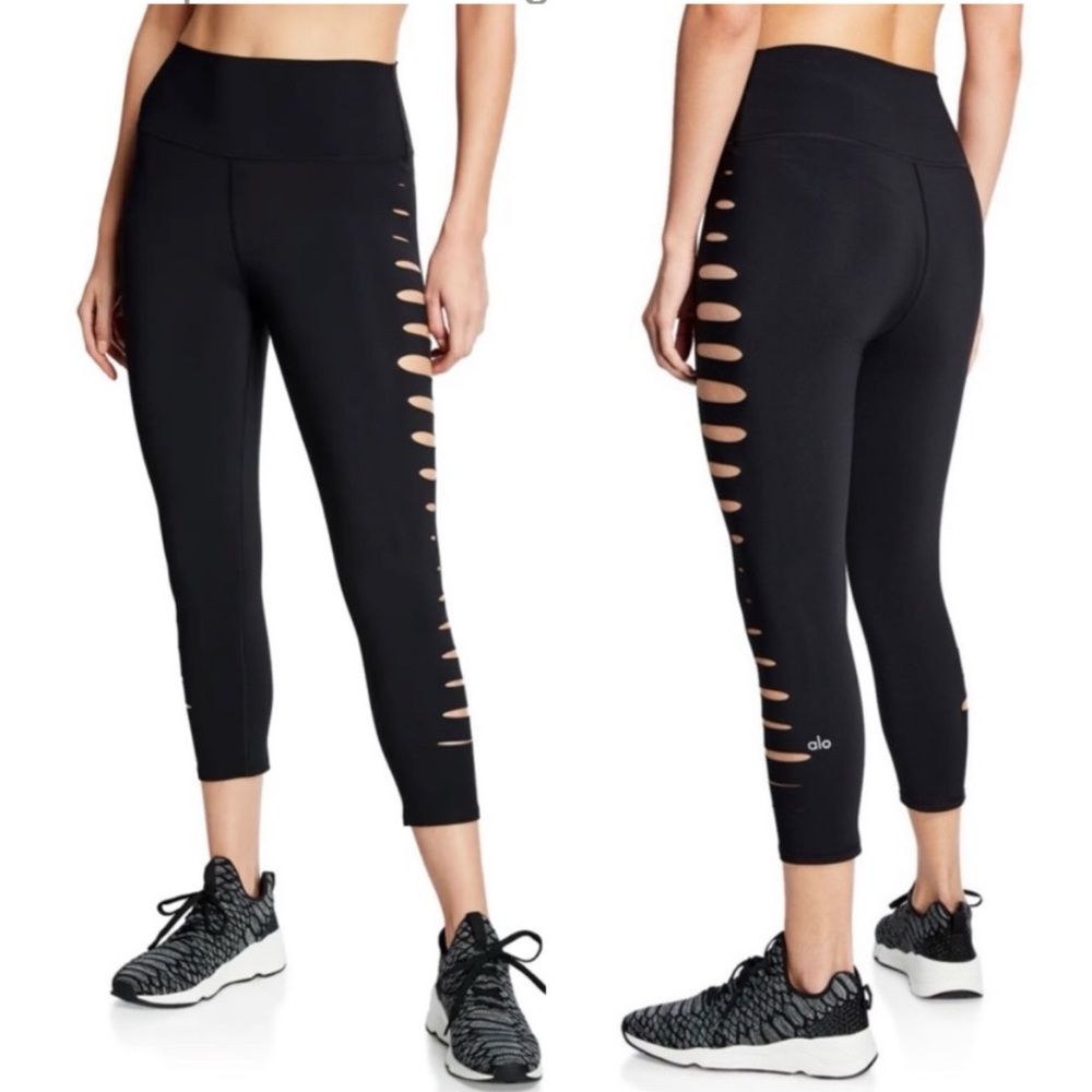 Alo Yoga High-waist Black Cutout Capri Leggings